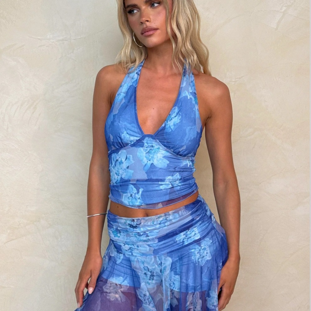 Blue Floral Devyn Skirt